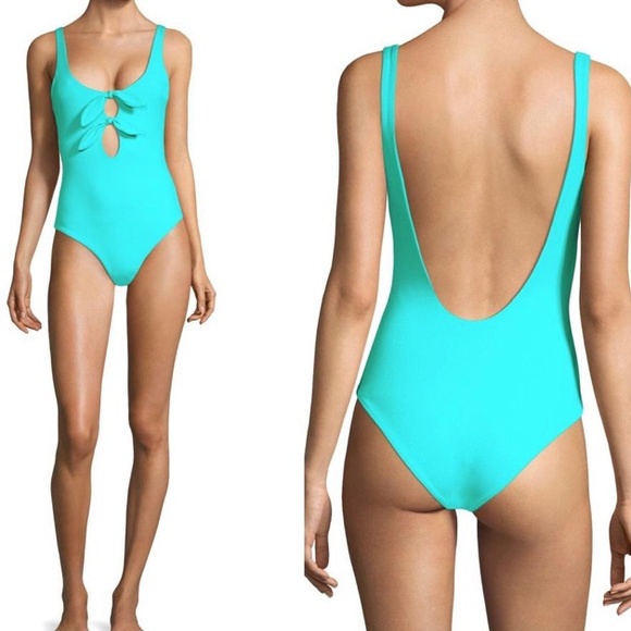 mara hoffman // turquoise tie front swimsuit - Picture 5 of 7